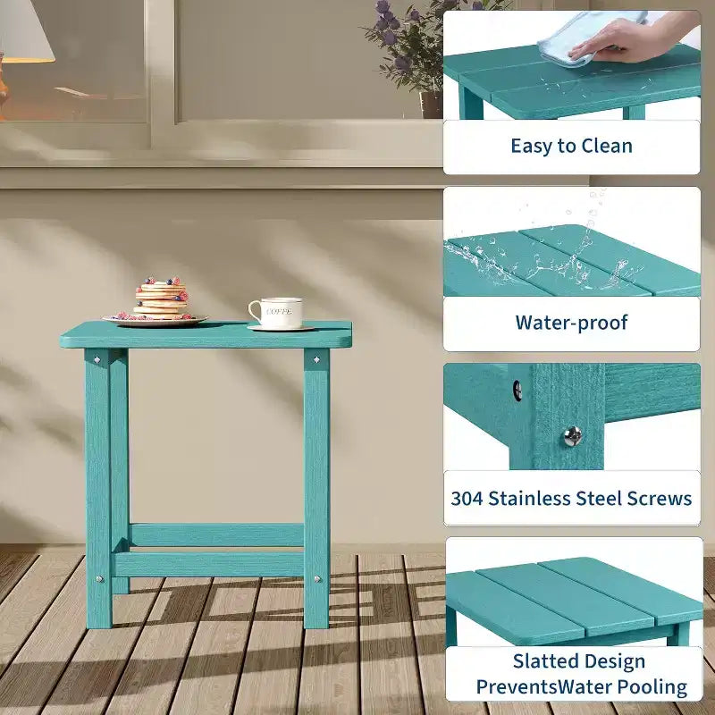 Tavolino quadrato da esterno – Tavolino da patio resistente alle intemperie per spiaggia e portico