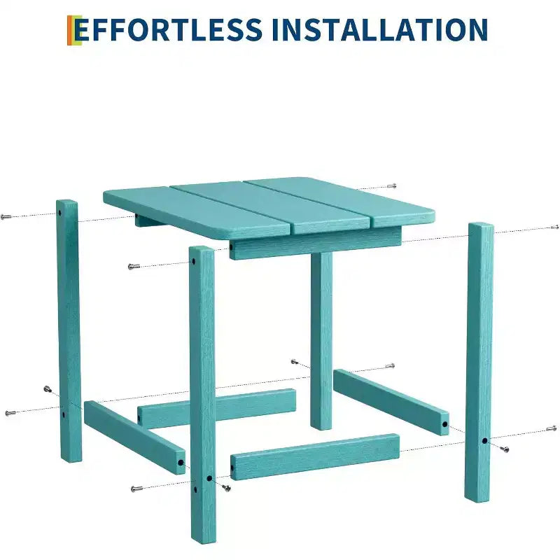 Tavolino quadrato da esterno – Tavolino da patio resistente alle intemperie per spiaggia e portico