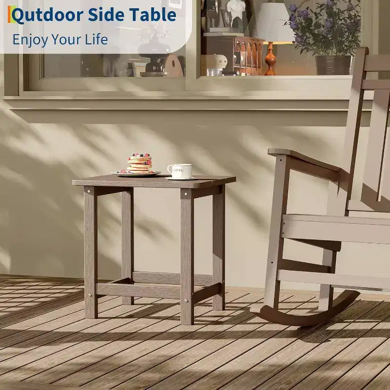 Tavolino quadrato da esterno – Tavolino da patio resistente alle intemperie per spiaggia e portico