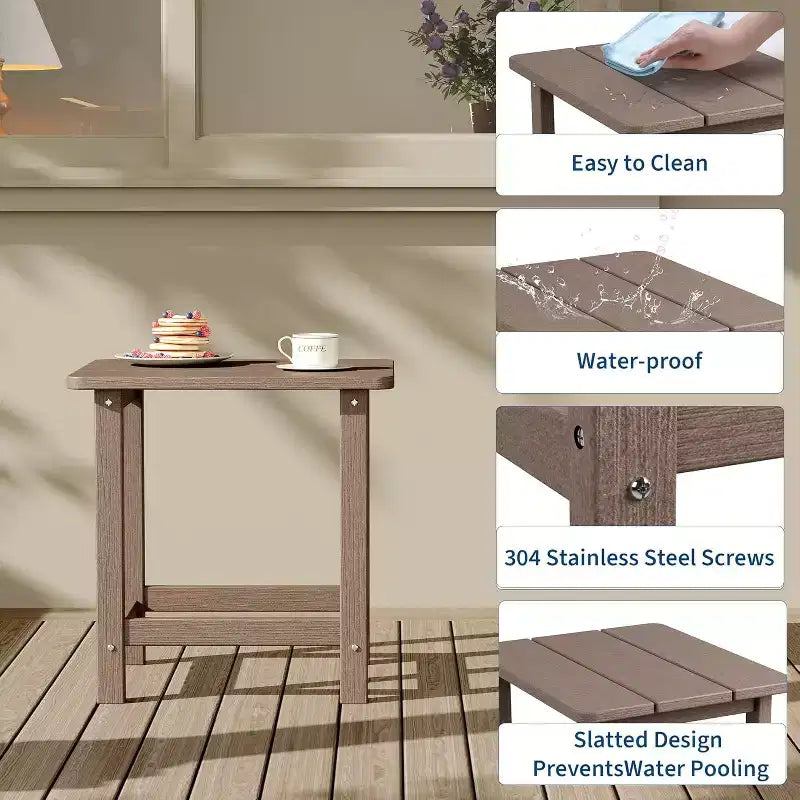 Tavolino quadrato da esterno – Tavolino da patio resistente alle intemperie per spiaggia e portico