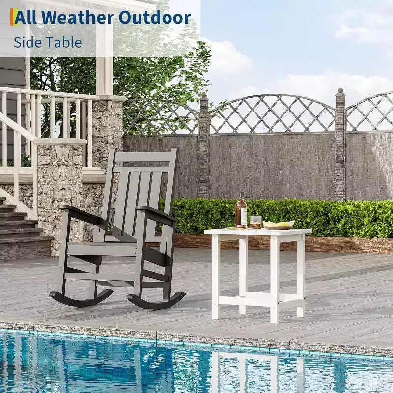 Tavolino quadrato da esterno – Tavolino da patio resistente alle intemperie per spiaggia e portico