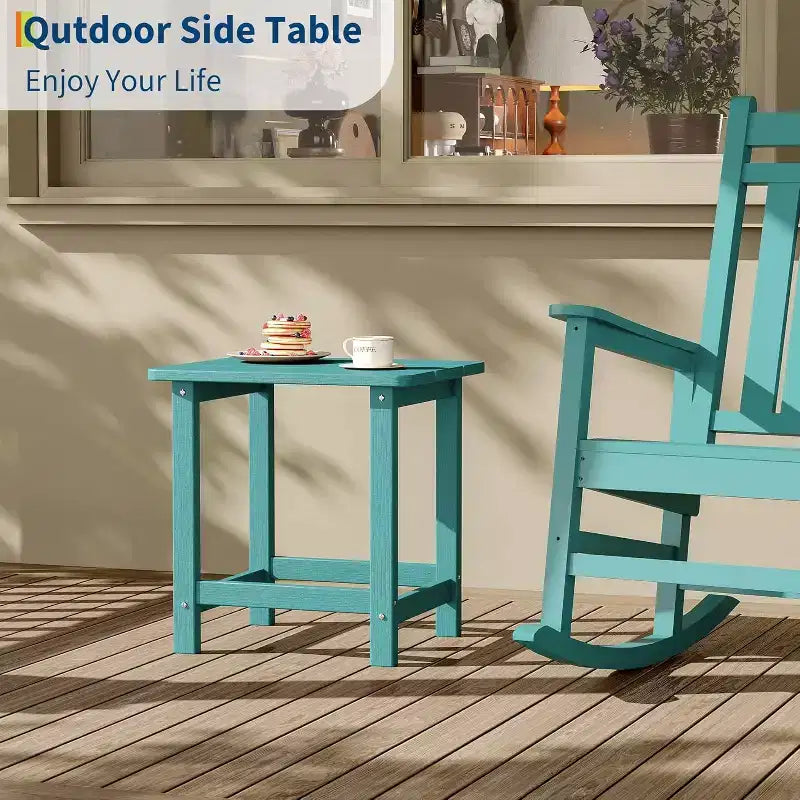Tavolino quadrato da esterno – Tavolino da patio resistente alle intemperie per spiaggia e portico