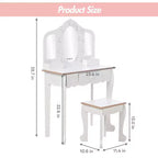 Set Tavolino da Trucco per Bambini con Specchio Triplo Illuminato e Sgabello
