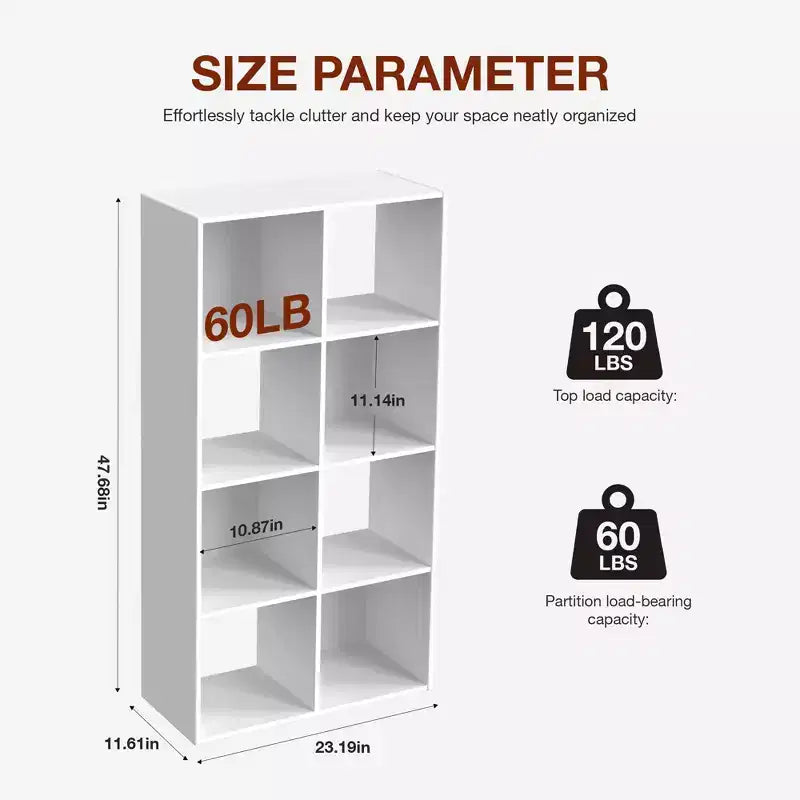 Organizzatore Portaoggetti a 8 Cubi con Pannelli Posteriori Rimovibili - Libreria Aperta Extra Lunga e Robusta da 47,7 Pollici