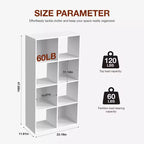 Organizzatore Portaoggetti a 8 Cubi con Pannelli Posteriori Rimovibili - Libreria Aperta Extra Lunga e Robusta da 47,7 Pollici