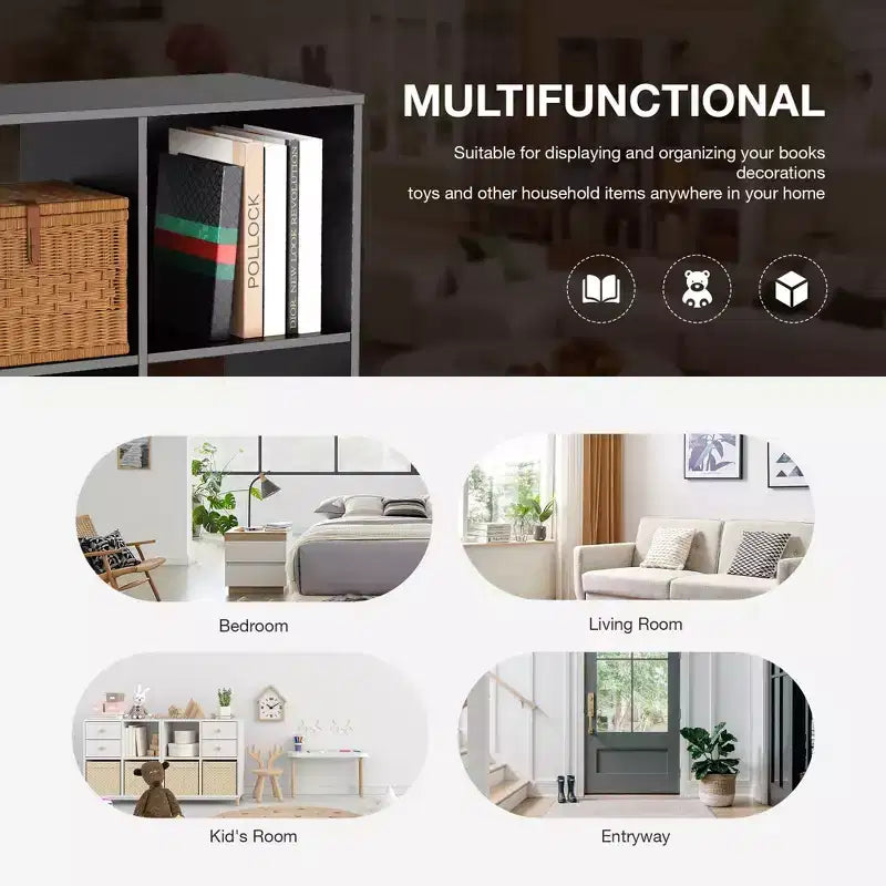 Organizzatore Portaoggetti a 8 Cubi con Pannelli Posteriori Rimovibili - Libreria Aperta Extra Lunga e Robusta da 47,7 Pollici
