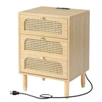 Comodino a 3 cassetti in laminato di legno naturale