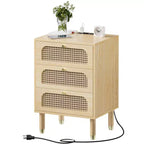 Comodino a 3 cassetti in laminato di legno naturale