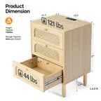 Comodino a 3 cassetti in laminato di legno naturale