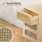 Comodino a 3 cassetti in laminato di legno naturale