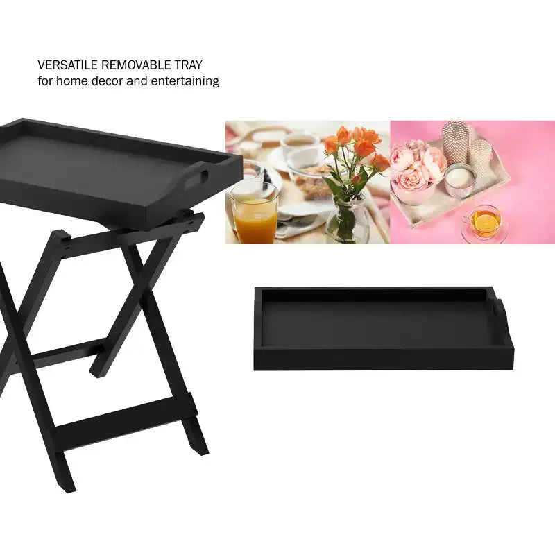 Tavolino pieghevole Lavish Home con vassoio rimovibile