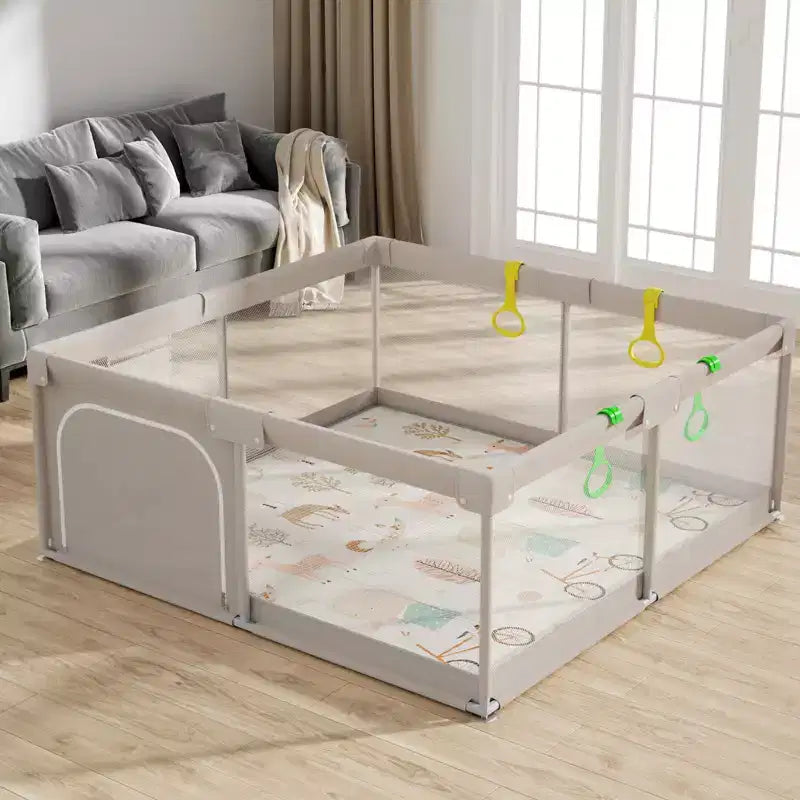 Box per bambini con tappeto, 150x150 cm, recinzione attività interna ed esterna per neonati e bambini piccoli