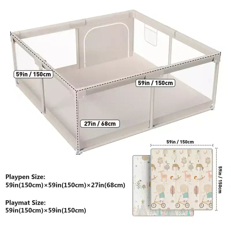 Box per bambini con tappeto, 150x150 cm, recinzione attività interna ed esterna per neonati e bambini piccoli
