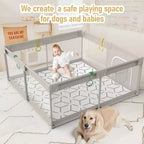Box per bambini con tappeto, 150x150 cm, recinzione attività interna ed esterna per neonati e bambini piccoli