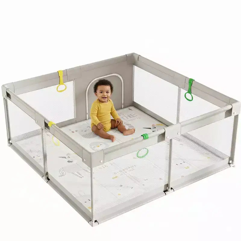 Box per bambini con tappeto, 150x150 cm, recinzione attività interna ed esterna per neonati e bambini piccoli