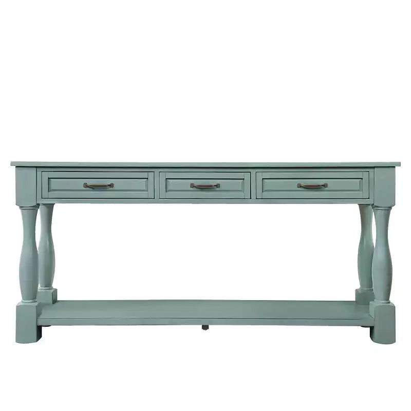 Consolle da 63'' con 3 cassetti e ripiano inferiore, blu retrò