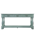 Consolle da 63'' con 3 cassetti e ripiano inferiore, blu retrò