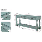 Consolle da 63'' con 3 cassetti e ripiano inferiore, blu retrò