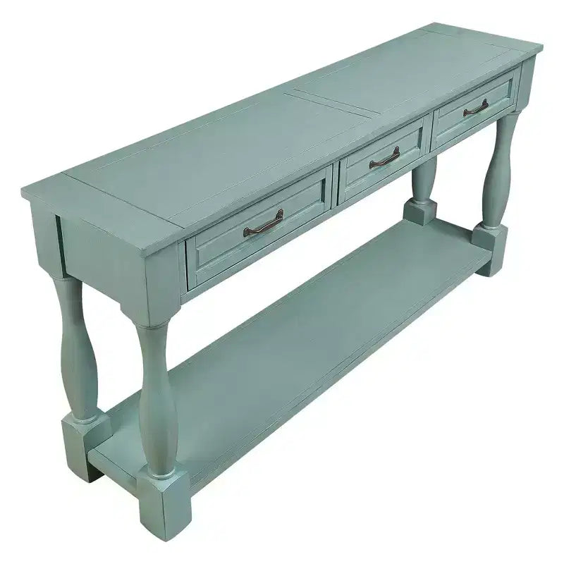 Consolle da 63'' con 3 cassetti e ripiano inferiore, blu retrò