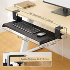 Vassoio per Tastiera Sottoscrivania con Morsetto – Piattaforma Ergonomica Estraibile, 68 x 28 cm