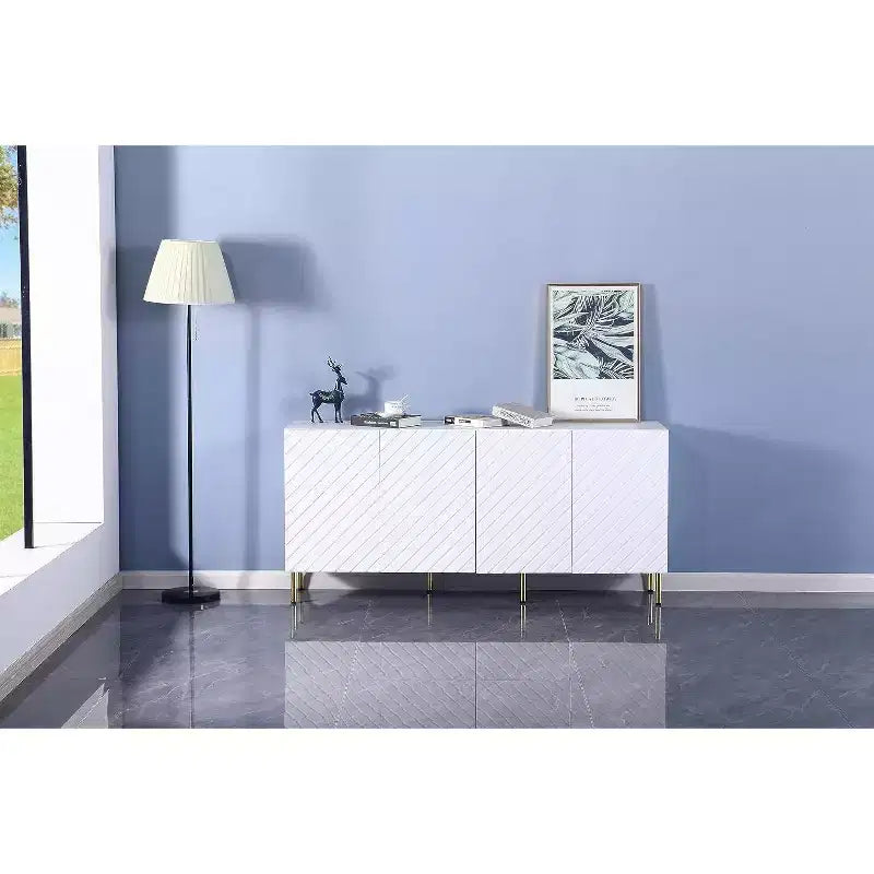 Mobile contenitore a 4 ante – Organizzatore in MDF di legno con gambe in metallo