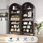 Armadio espositore ad arco da fattoria a 7 ripiani con ripiani regolabili, libreria alta autoportante per dispensa cucina soggiorno