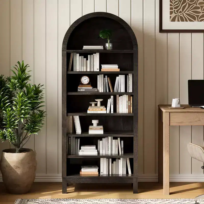 Armadio espositore ad arco da fattoria a 7 ripiani con ripiani regolabili, libreria alta autoportante per dispensa cucina soggiorno