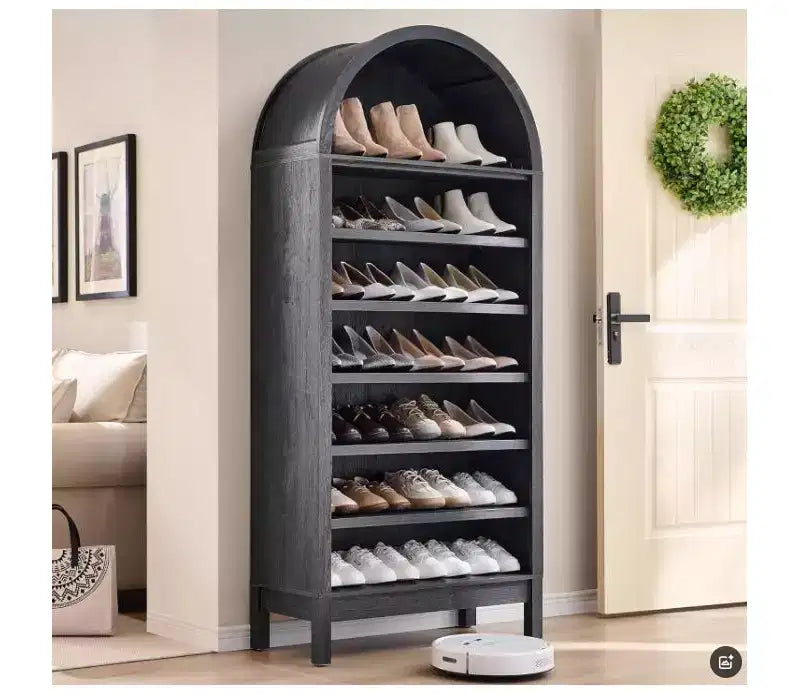 Armadio espositore ad arco da fattoria a 7 ripiani con ripiani regolabili, libreria alta autoportante per dispensa cucina soggiorno