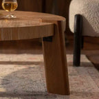 Tavolino da Caffè Rotondo Rustico in Legno - Finitura Naturale, Base a 3 Gambe