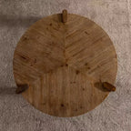 Tavolino da Caffè Rotondo Rustico in Legno - Finitura Naturale, Base a 3 Gambe