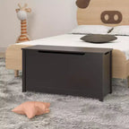 Baule portagiochi in legno con coperchio e cerniera di sicurezza, panca per bambini, marrone scuro (80 x 33 x 42,4 cm)