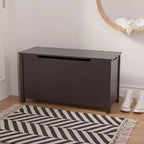 Baule portagiochi in legno con coperchio e cerniera di sicurezza, panca per bambini, marrone scuro (80 x 33 x 42,4 cm)