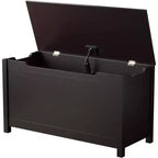 Baule portagiochi in legno con coperchio e cerniera di sicurezza, panca per bambini, marrone scuro (80 x 33 x 42,4 cm)