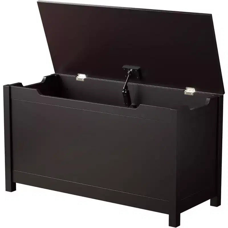 Baule portagiochi in legno con coperchio e cerniera di sicurezza, panca per bambini, marrone scuro (80 x 33 x 42,4 cm)