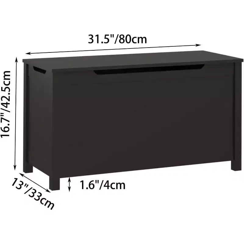 Baule portagiochi in legno con coperchio e cerniera di sicurezza, panca per bambini, marrone scuro (80 x 33 x 42,4 cm)