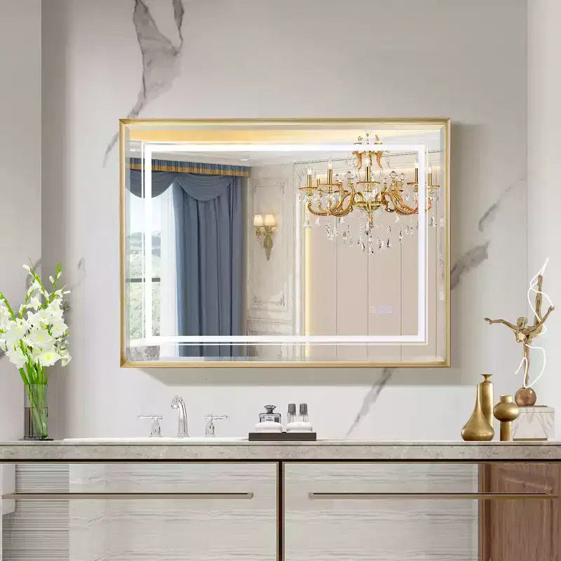 Whisen Touchable LED Bathroom Vanity Wall Mirror with HD Float Glass, Beveled Edge, Aluminum Frame and Anti-Fogging, 40x30