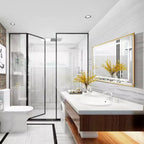 Specchio da parete LED per bagno 40x30 pollici con antiappannamento, cornice in alluminio e vetro flottante HD