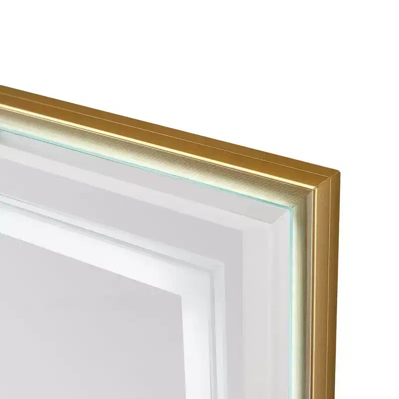 Specchio da parete LED per bagno 40x30 pollici con antiappannamento, cornice in alluminio e vetro flottante HD