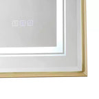 Specchio da parete LED per bagno 40x30 pollici con antiappannamento, cornice in alluminio e vetro flottante HD