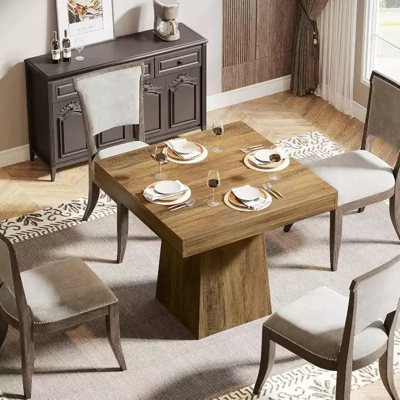 Tavolo da pranzo quadrato per 4 persone — Tavolo da cucina da 80 cm con base a piedistallo