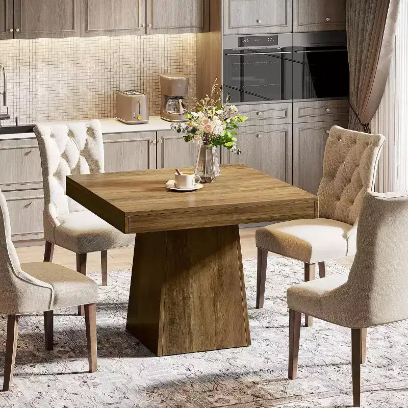 Tavolo da pranzo quadrato per 4 persone — Tavolo da cucina da 80 cm con base a piedistallo