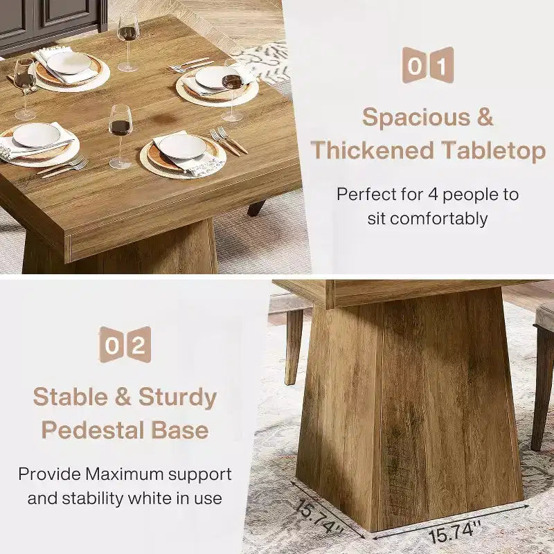 Tavolo da pranzo quadrato per 4 persone — Tavolo da cucina da 80 cm con base a piedistallo