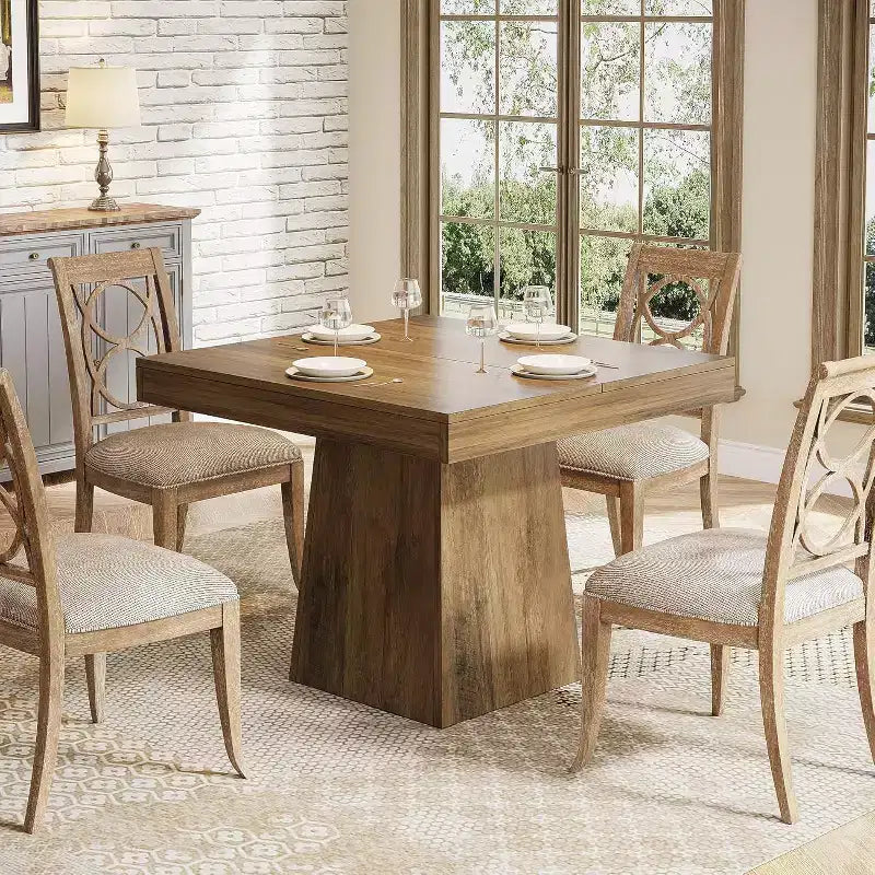 Tavolo da pranzo quadrato per 4 persone — Tavolo da cucina da 80 cm con base a piedistallo