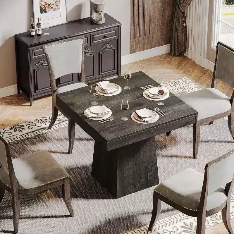 Tavolo da pranzo quadrato per 4 persone — Tavolo da cucina da 80 cm con base a piedistallo