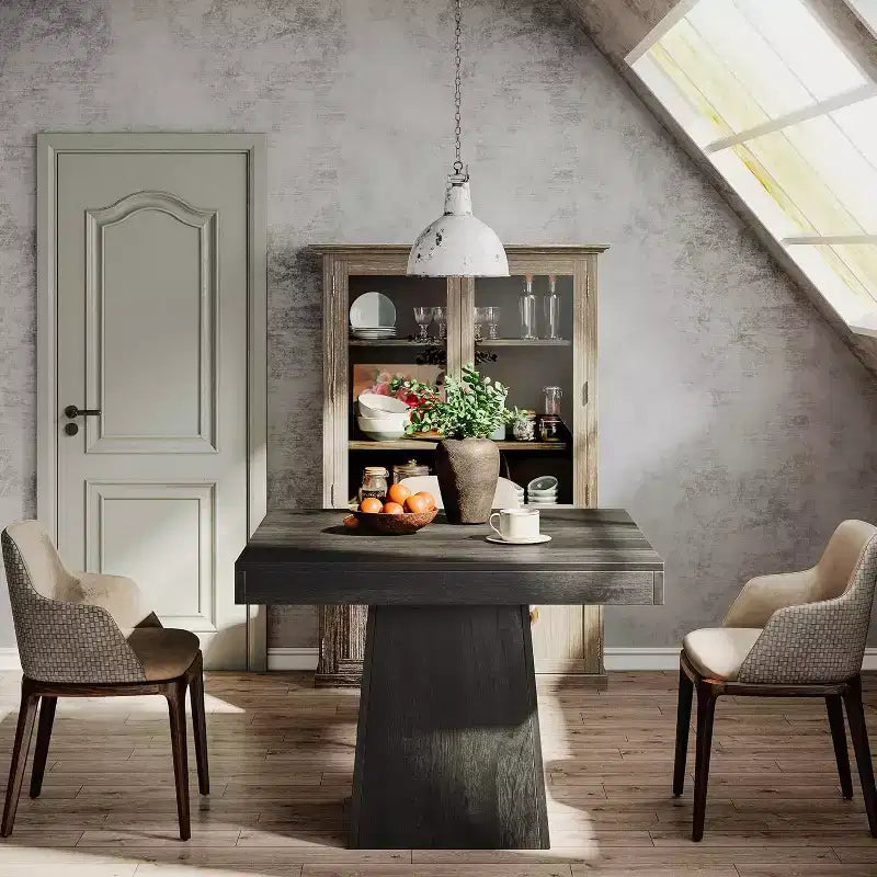 Tavolo da pranzo quadrato per 4 persone — Tavolo da cucina da 80 cm con base a piedistallo