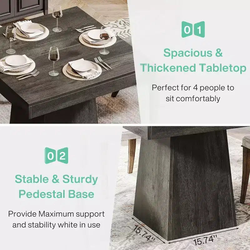 Tavolo da pranzo quadrato per 4 persone — Tavolo da cucina da 80 cm con base a piedistallo