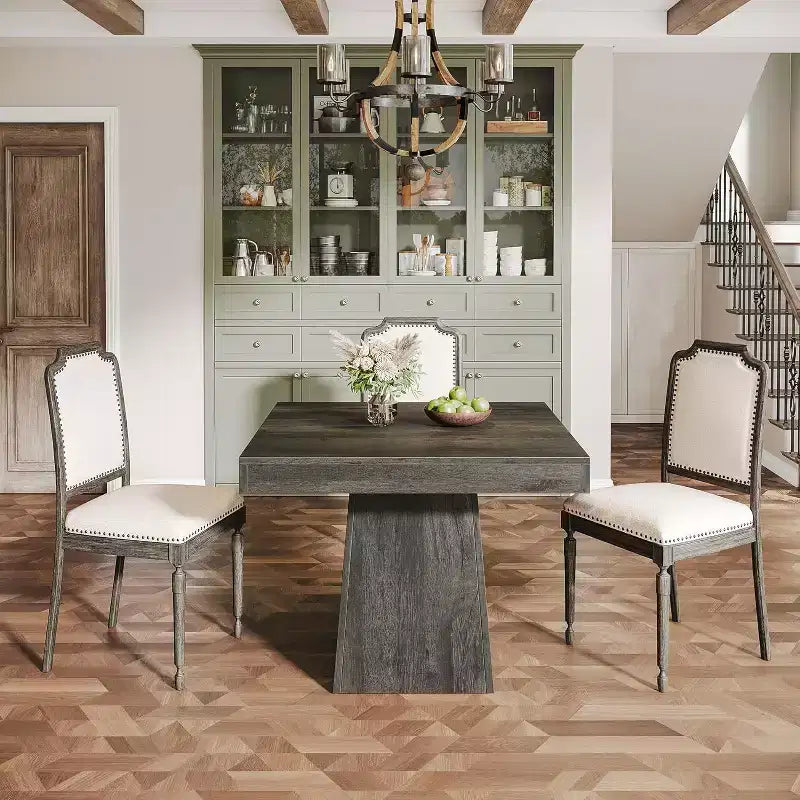 Tavolo da pranzo quadrato per 4 persone — Tavolo da cucina da 80 cm con base a piedistallo