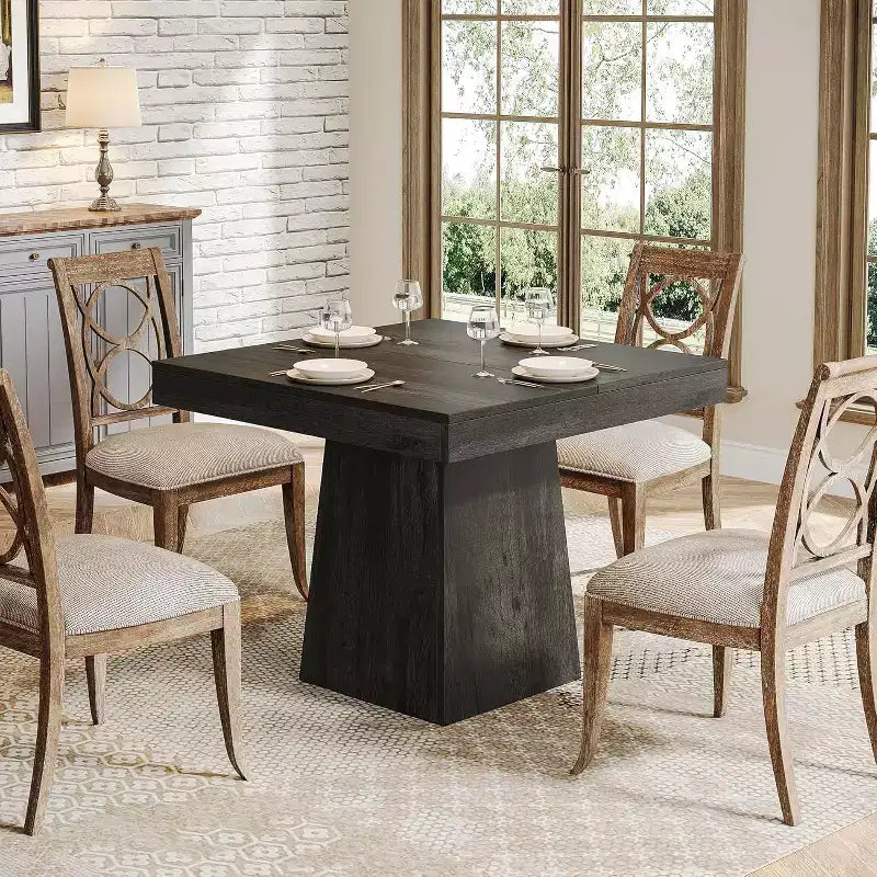Tavolo da pranzo quadrato per 4 persone — Tavolo da cucina da 80 cm con base a piedistallo