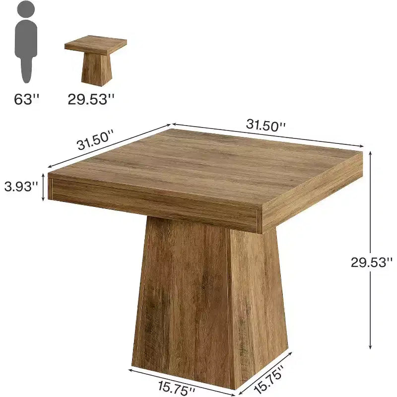Tavolo da pranzo quadrato per 4 persone — Tavolo da cucina da 80 cm con base a piedistallo