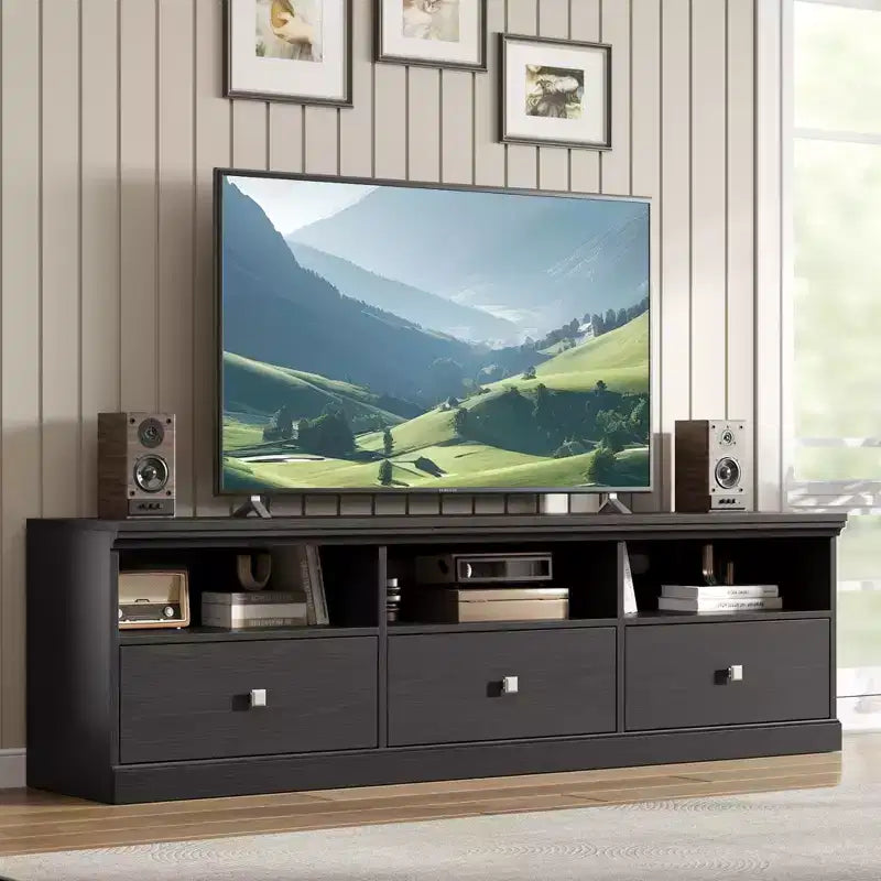 Mobile porta TV per televisori fino a 80 pollici con cassetto portaoggetti e ripiani aperti